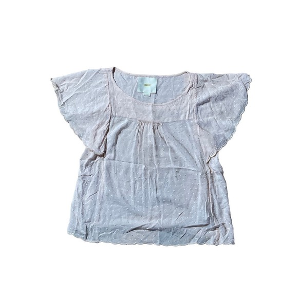 Anthropologie Maeve Women's Pink Flutter Sleeve Top. Light Pink. Sz. 0. - Picture 1 of 6